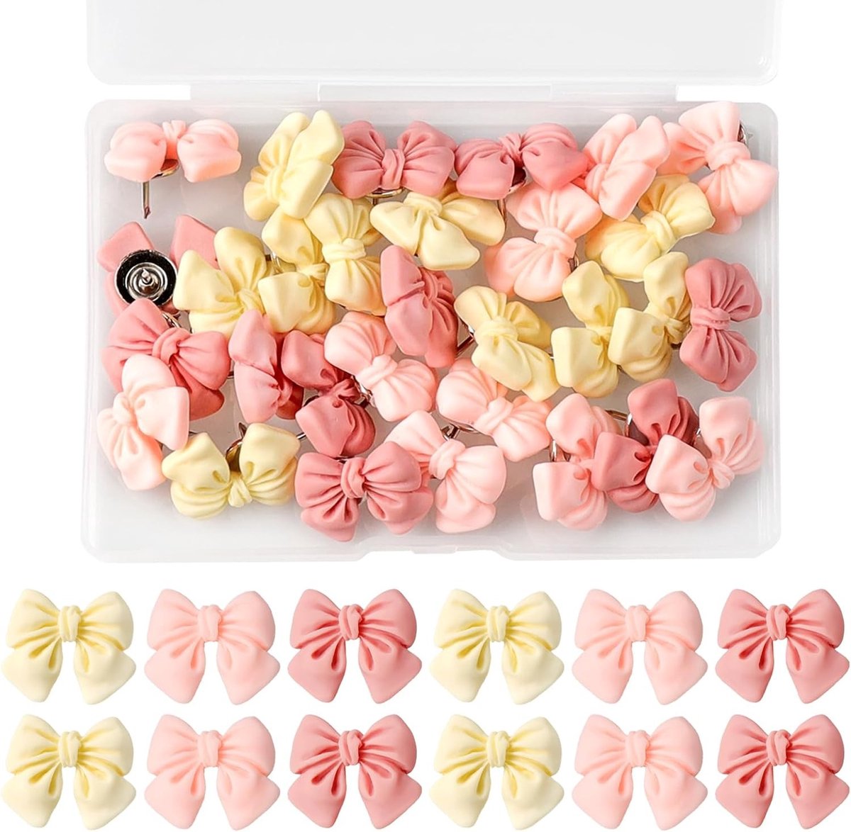 Decoratieve Punaises - Lichtroze - 2,1 x 1,8 x 1 cm - Hars met Schattige Strik - Voor Kantoor en Thuis
