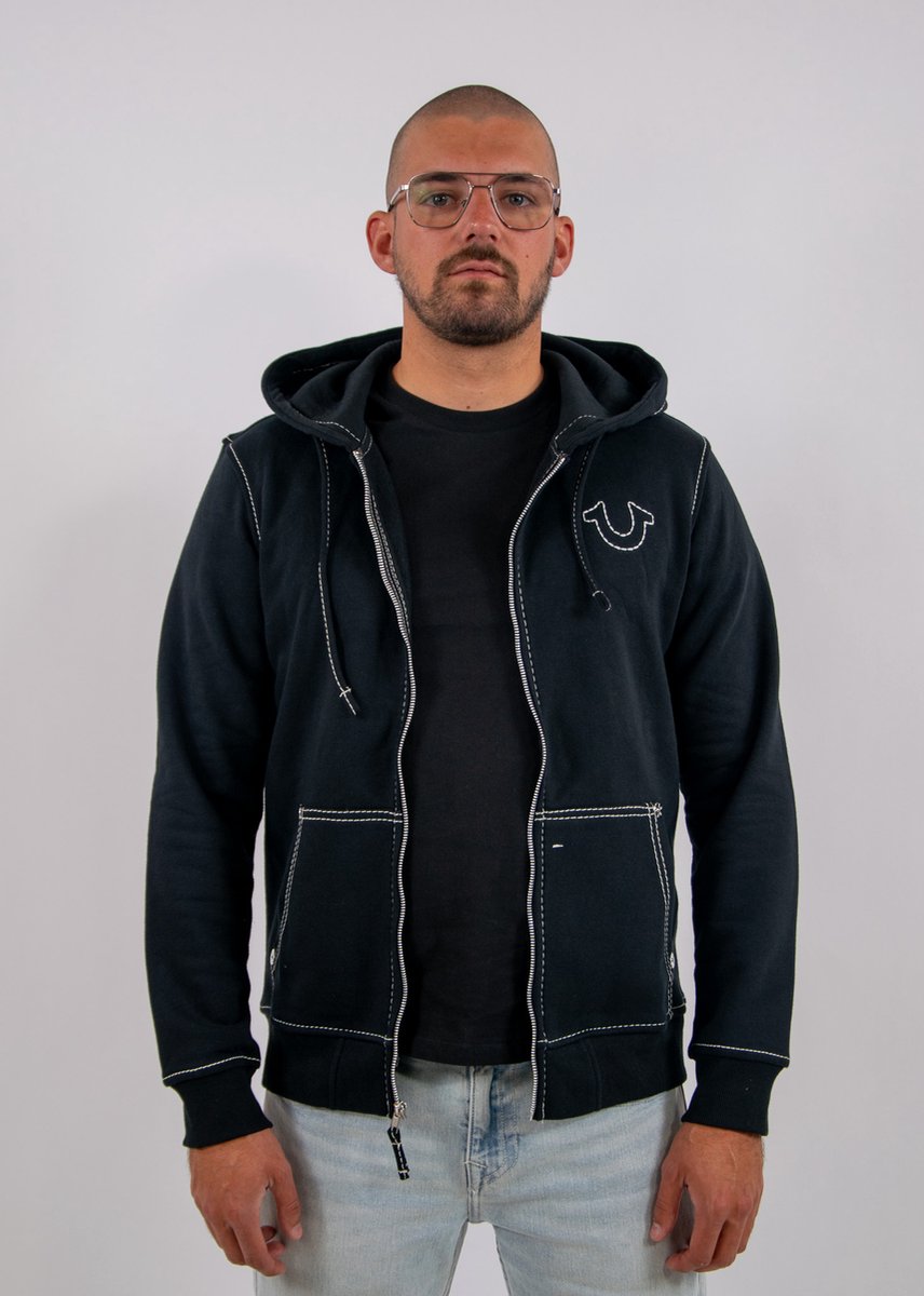 True religion big-t zip up hoodie - jet black