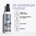 Redken One United sprayflacon met "25 voordelen 1 flesje", leave-in conditioner, hittebescherming tot 230°C, versterkt en ontwart.