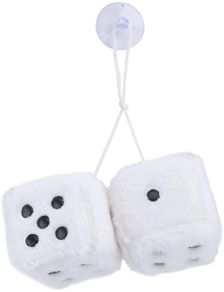 AYNKH 6 cm Autohanger met Donzige Dobbelsteen, Spiegelhanger voor de Auto, Kerstboomdecoratie, Donzige Dobbelsteen - ShopVlot