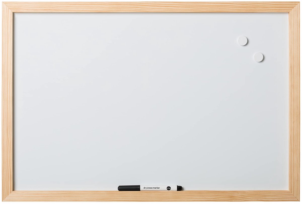 Famanu – Magneetbord Optimum, whiteboard, droog afwasbaar, frame van grenenhout MDF, 60 x 45 cm
