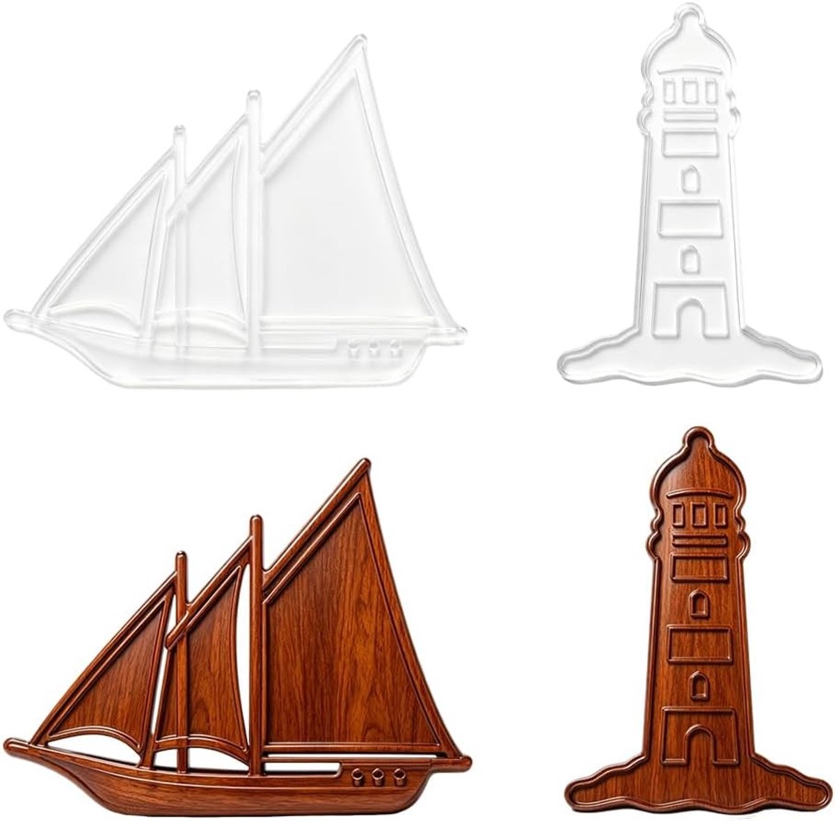 2 stuks vuurtoren acryl freessjablonen voor houtbewerking en doe-het-zelf projecten, 5 mm dik inlegsjablonen en geleidingsgereedschap voor creatief werk