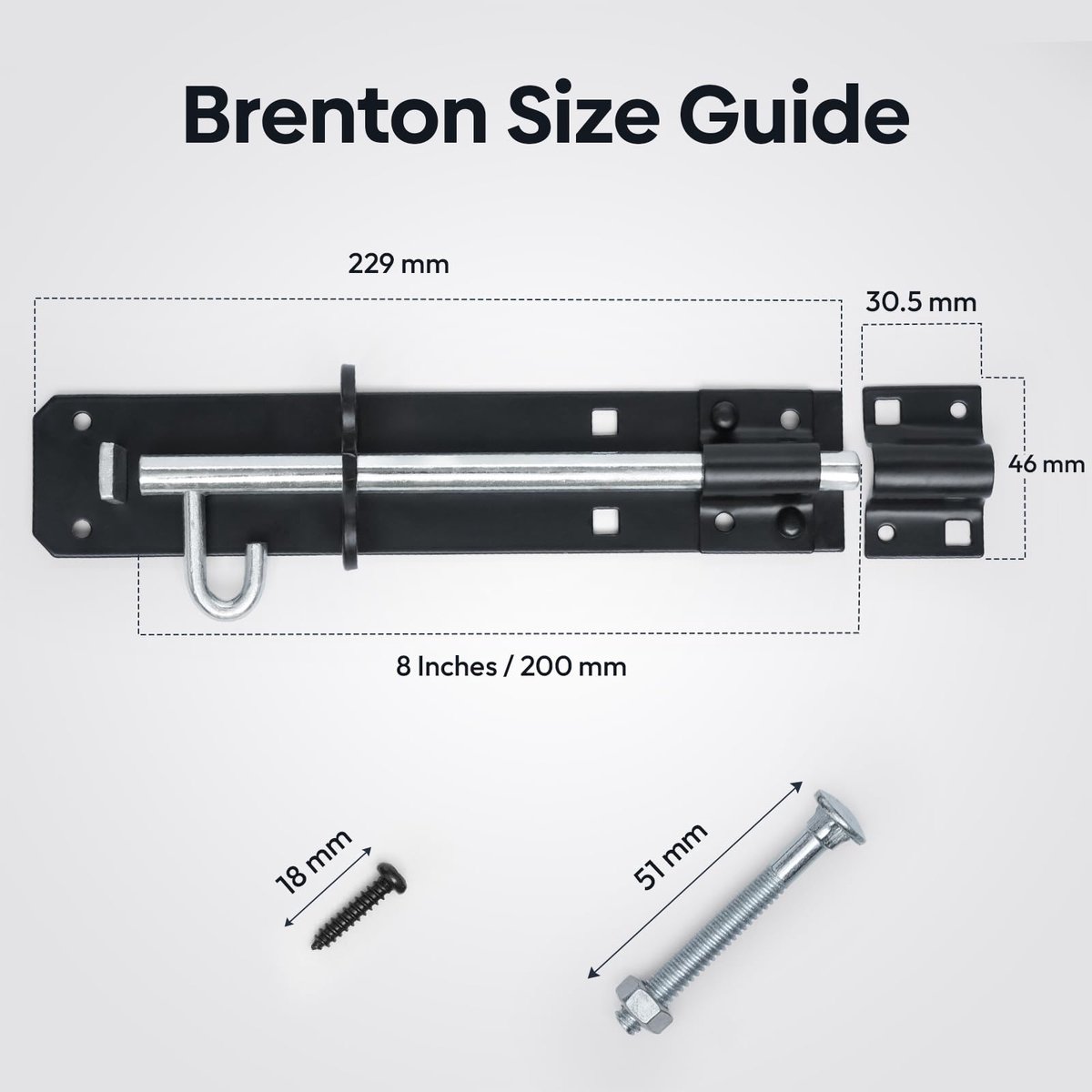 Pack van 2 - Gate Bolt Lock Shed Deurslot 8 '' Heavy Duty Brenton Bolt als Garden Gate Lock Steel Powder Coated voor - ShopVlot