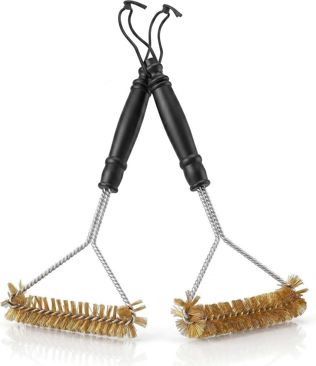 Grillborstelset - Geel - 30 x 15 cm - Messing Borstel voor Effectieve Grillreiniging - Voor Gas- en Houtskoolbarbecues