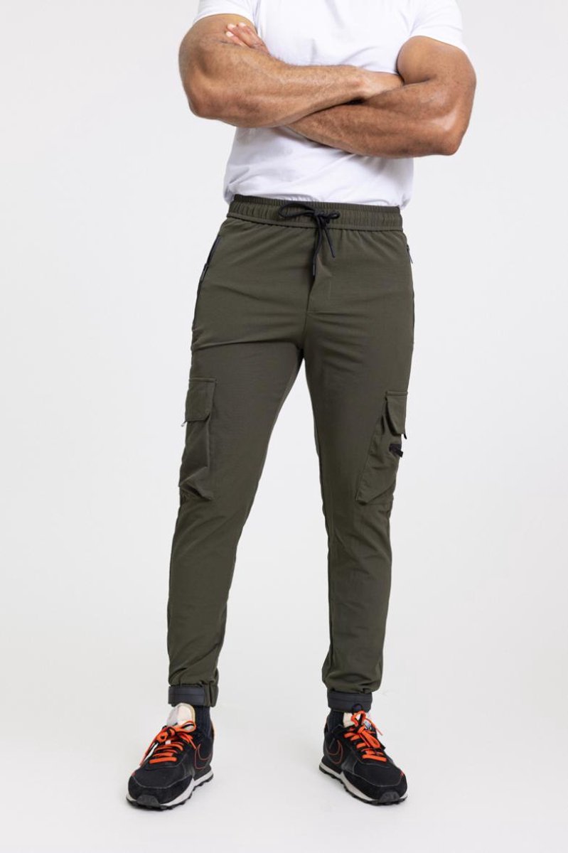 Zayne Milano - Heren Joggingbroek - Zakken Op De Zijkant Met Rits - Kaki - Stijlvol