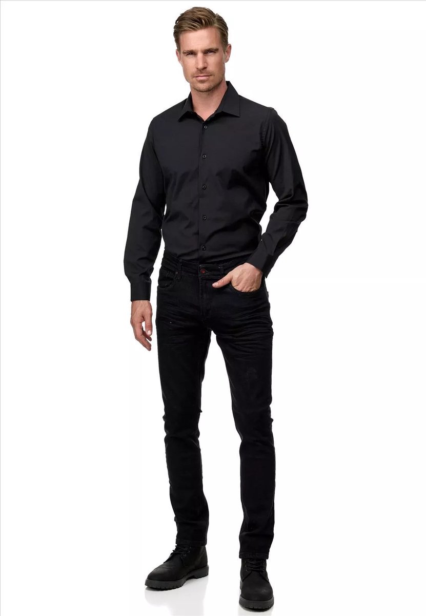 ItalianStyle - Herenoverhemd - Slimfitmodel - Zwart