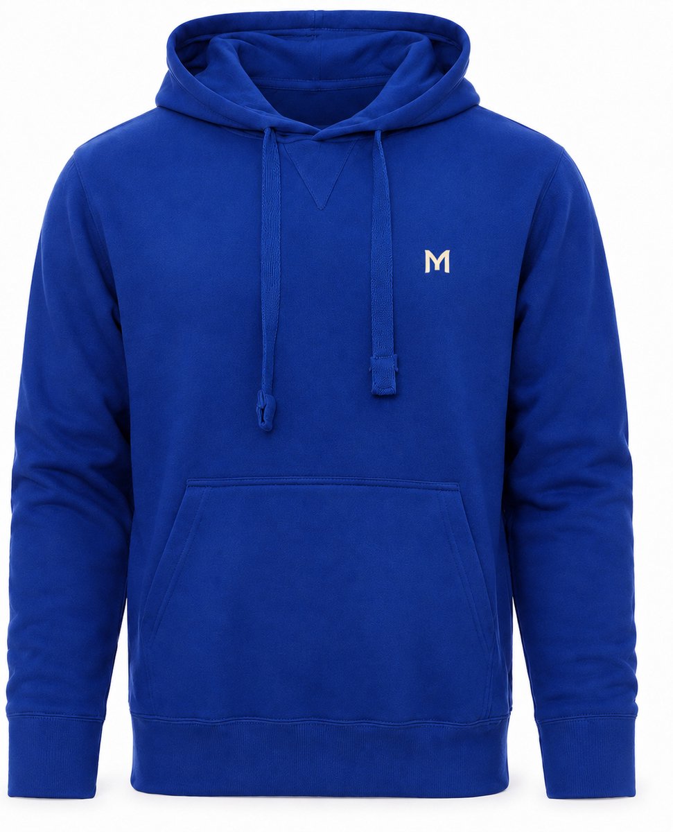 Hoodie Heren - Trui met Capuchon - Katoen - ModeMix Logo Print - Blauw - S
