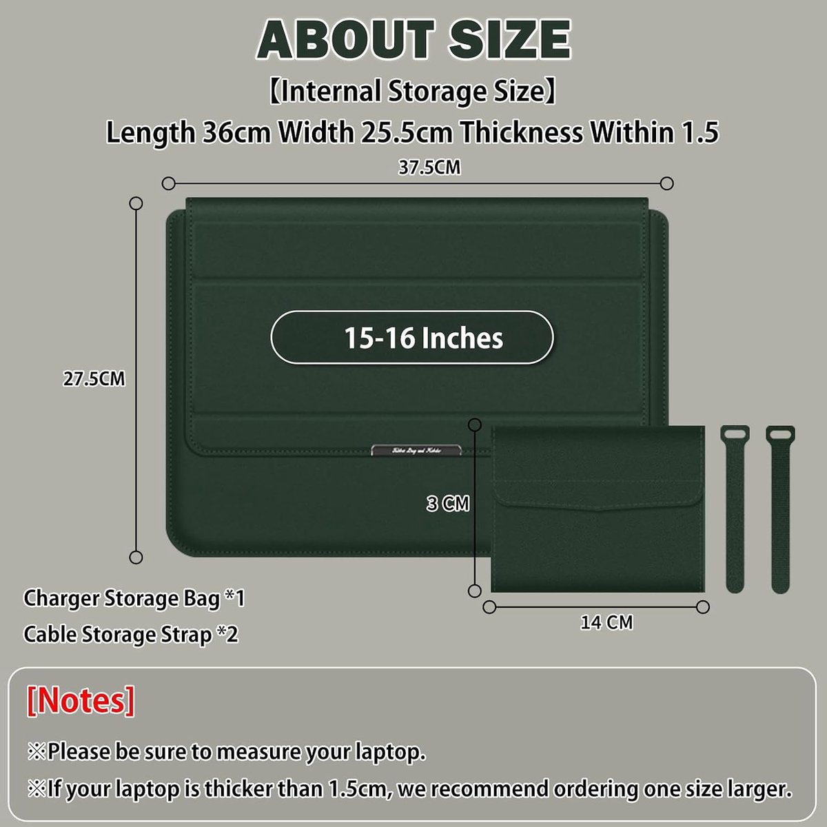 Laptoptas 15.6-16.1 Inch voor MacBook Air en Pro, Verstelbare Beschermhoes in Groen, Ideaal voor Reizen en Werk
