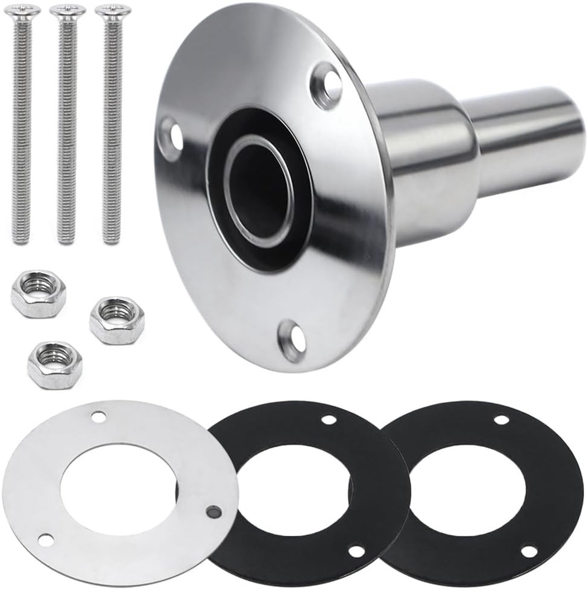 24 mm RVS Uitlaatpijp Recht met Lederen Afwerking, Inclusief Washers en Schroeven voor Auto Accessoires