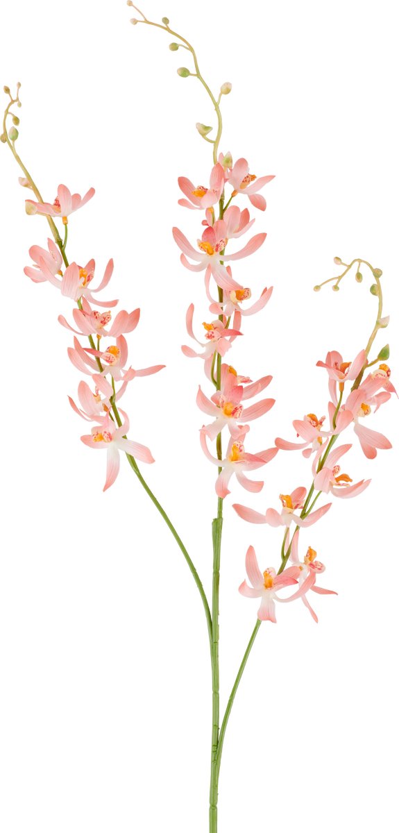Easyplants | Kunstbloem Cymbidium 95 cm peach | Zijde | Nepbloemen | peach | Onderhoudsvrij | Kant-en-klaar