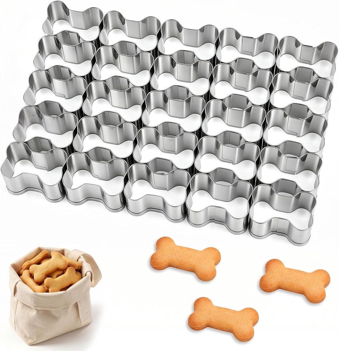 Stainless Steel Dog Bone Cookie Cutter voor Kerst en Halloween - Mini Embosser voor Hondenkoekjes en Bakken