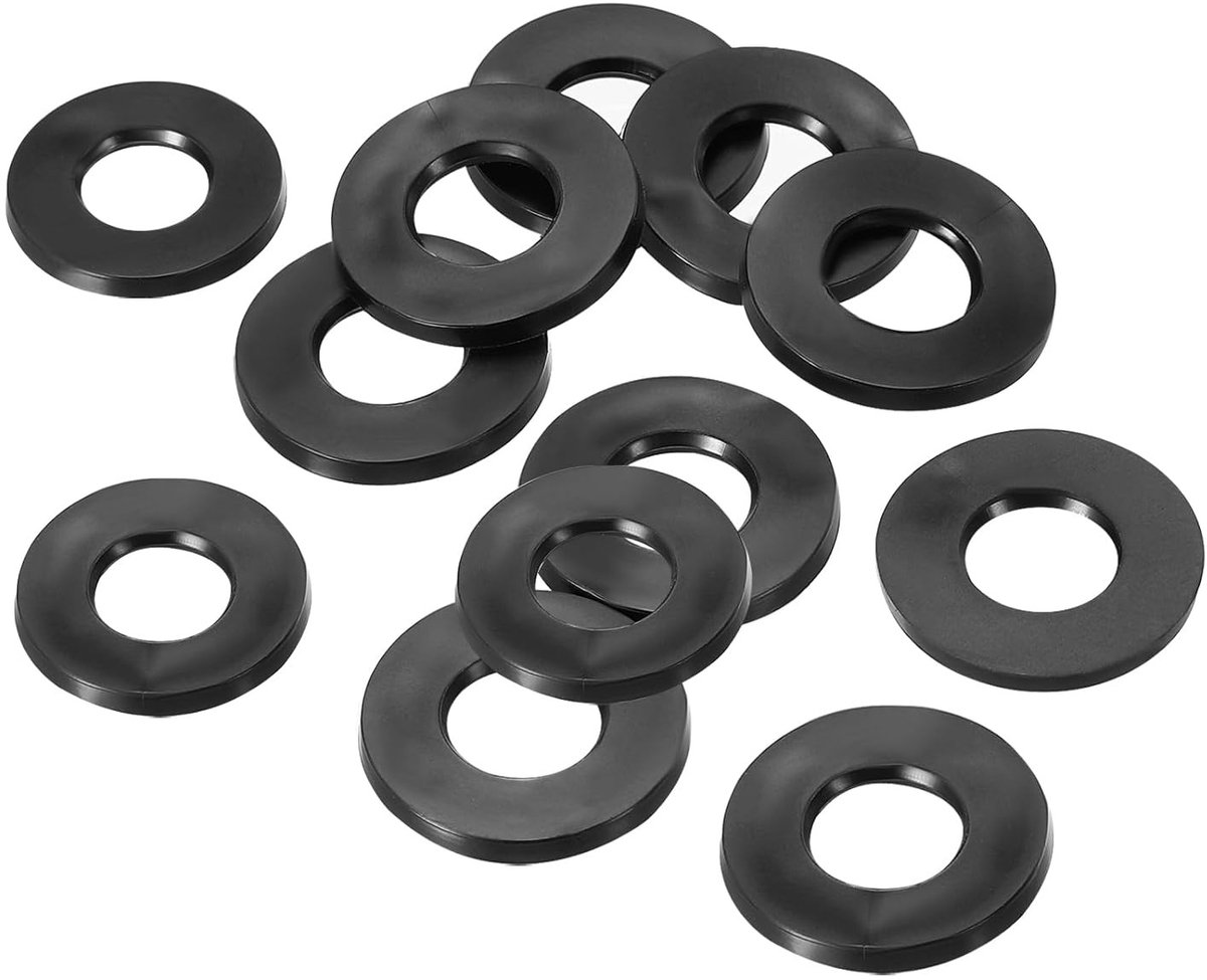 Flat Rubber Seals M12, Set van 12 Stuks, 12mm ID, 24mm OD, 3mm Dikke Sealing Ringen voor Waterdichtheid en Bevestiging van Schroeven en Slangen