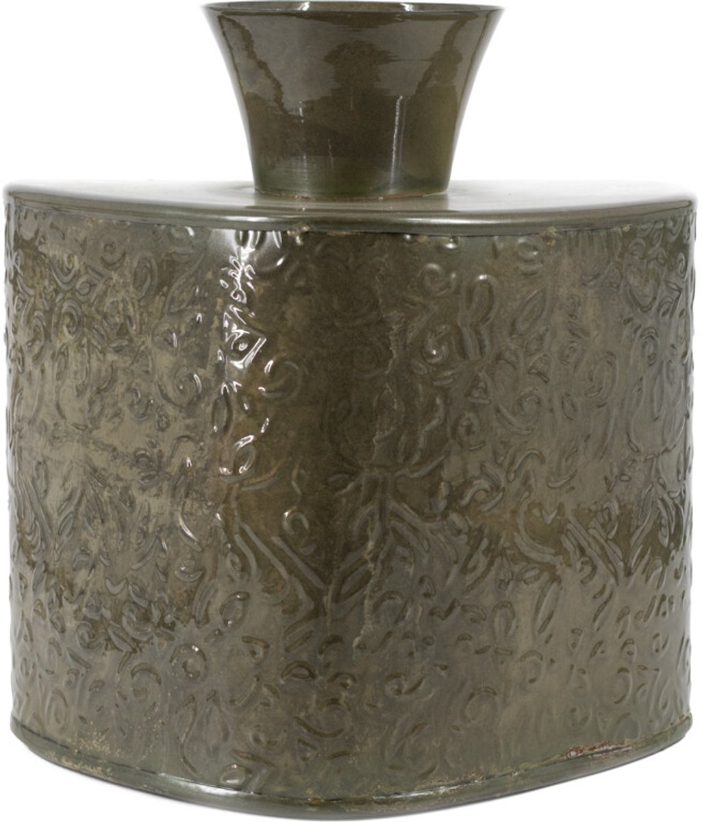 Metalen vaas driehoek olive stone