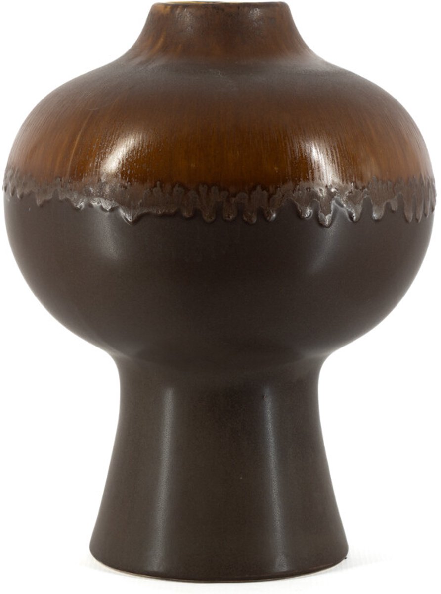 Aardewerk vaas Drip bruin
