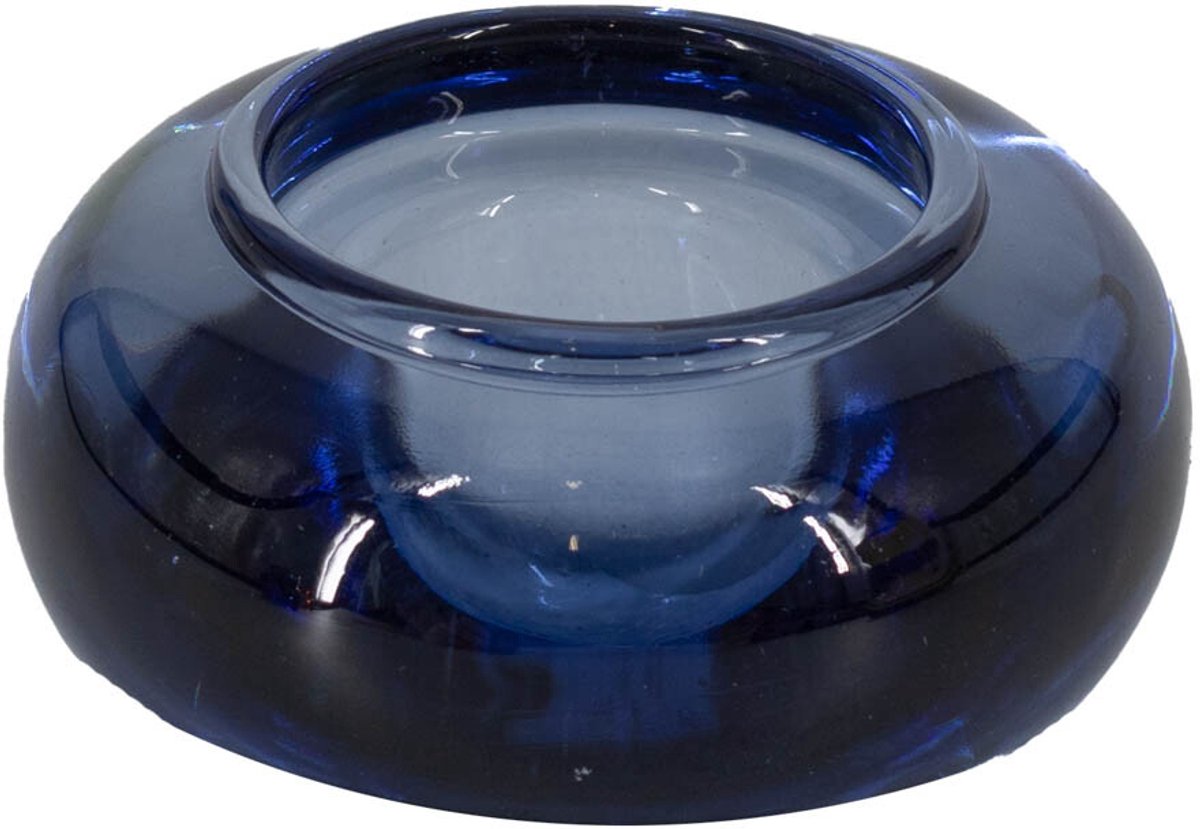 Glazen kaarsenstandaard blauw