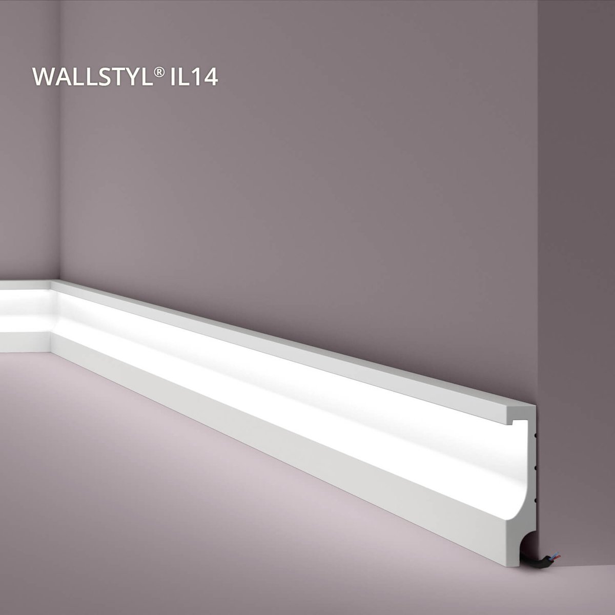 Plint NMC IL14 WALLSTYL Noel Marquet Vloerlijst Lijst voor indirecte verlichting Lijstwerk Sierlijst modern design wit 2 m