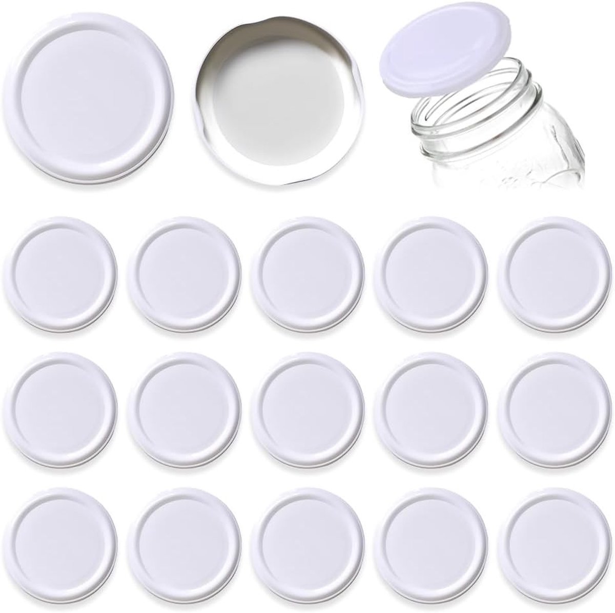 Deksels voor Jampotten - Metaal - 70 mm - Herbruikbare Twist-Off Deksels - Voor Conserveren en Opslag