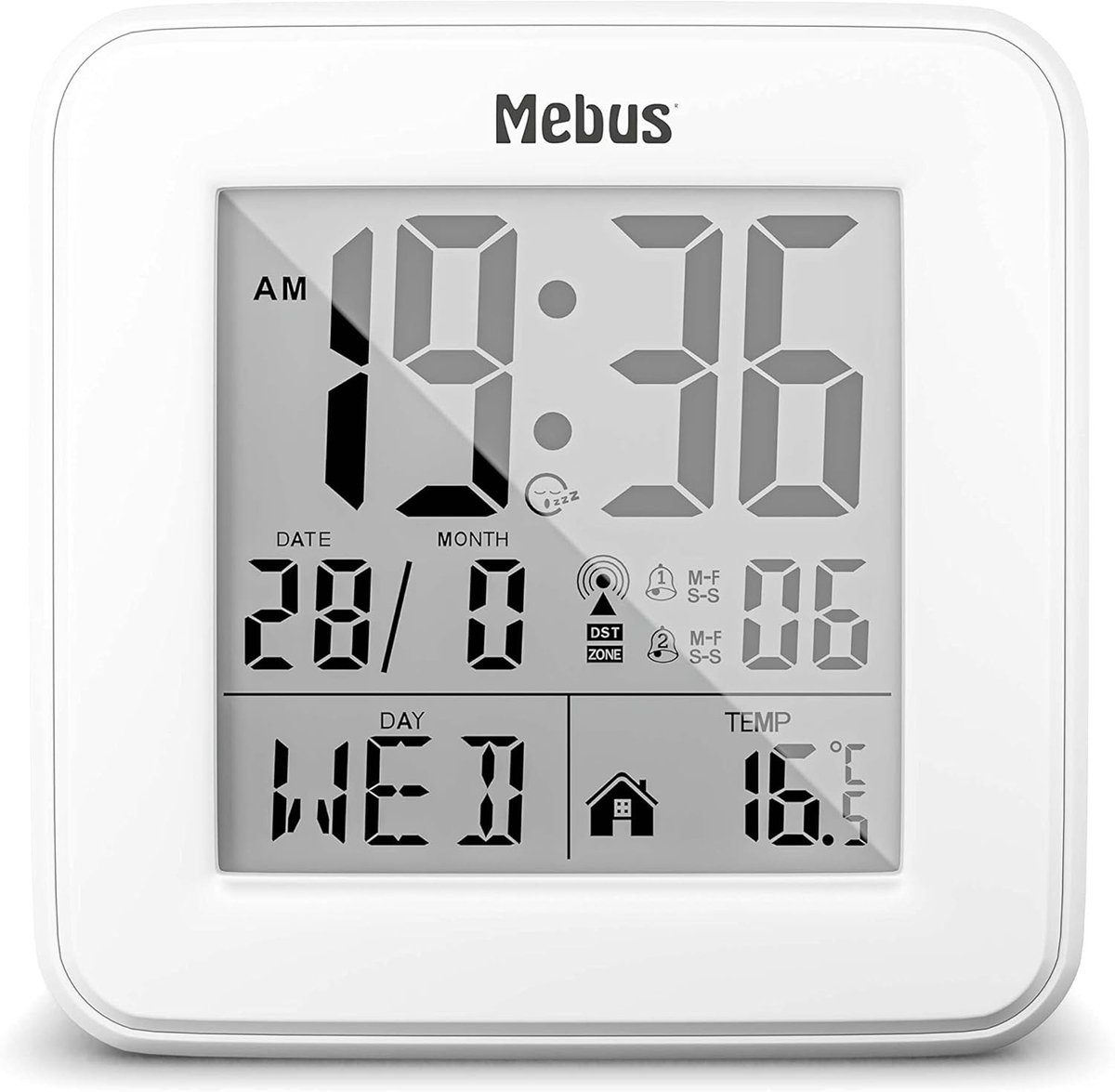 Digitale Draadloze Wekker - Wit - Compact - Met Temperatuurweergave en Kalender - Voor Thuisgebruik