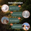 Stappenplan voor GOYU elektrolyten: 1 scoop mengen in water, roeren, drinken. Een vrouw drinkt uit een sportfles.