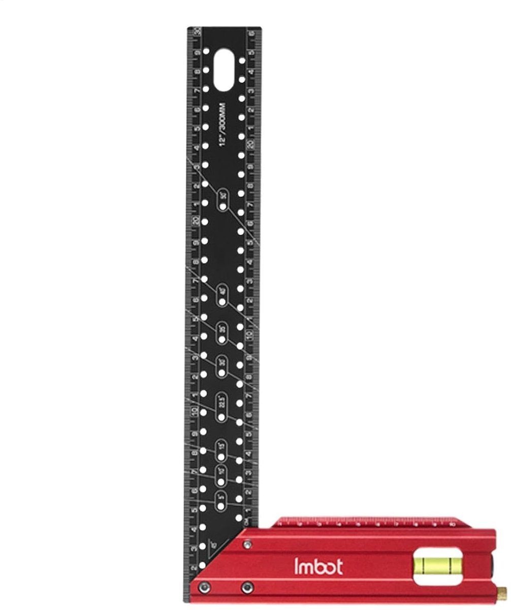 Meetgereedschap Houtbewerking - Markeringsliniaal Timmerman - Precieze Markering - Aluminiumlegering Constructie - 30 cm - Zilver