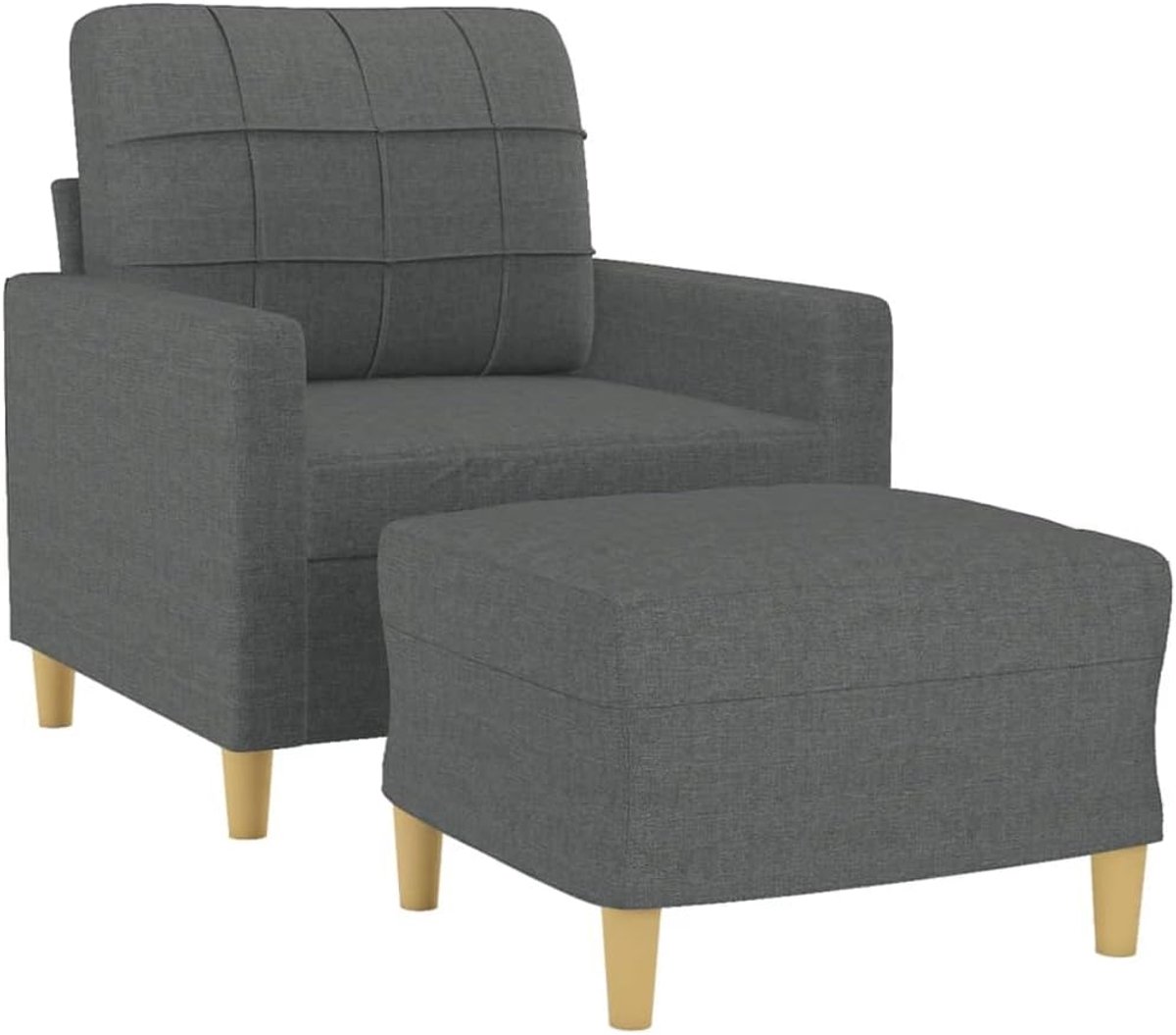 Fauteuil met voetenbank - Zitje relaxstoel - Ontspannen lezen tv - Durable ademend stof - 77x78x80 cm - Donkergrijs