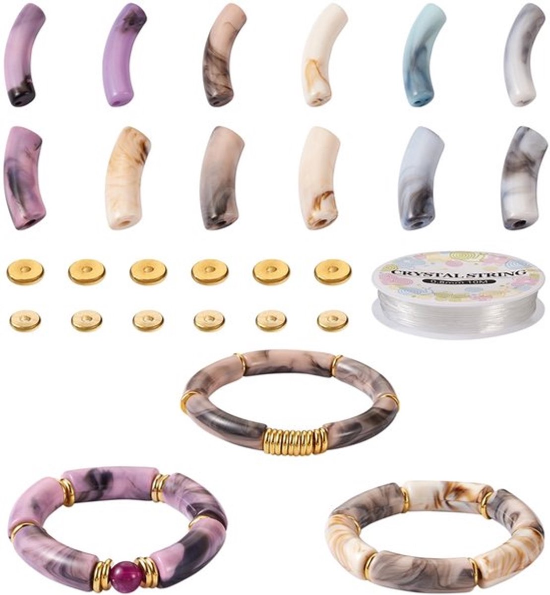 Zeynomax - Set van 120 stuks gebogen buiskralen - DIY Sieraden maken - Goudkleurig