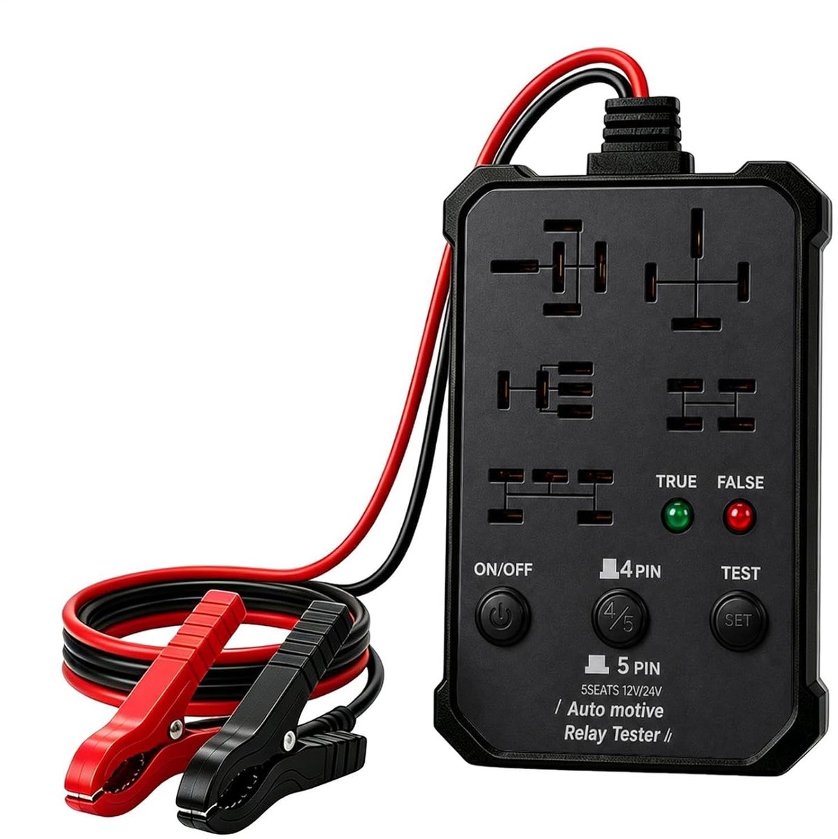 Relaistester - Auto diagnose - Voertuigonderhoud - Hoge precisie - 12V 24V - Zwart