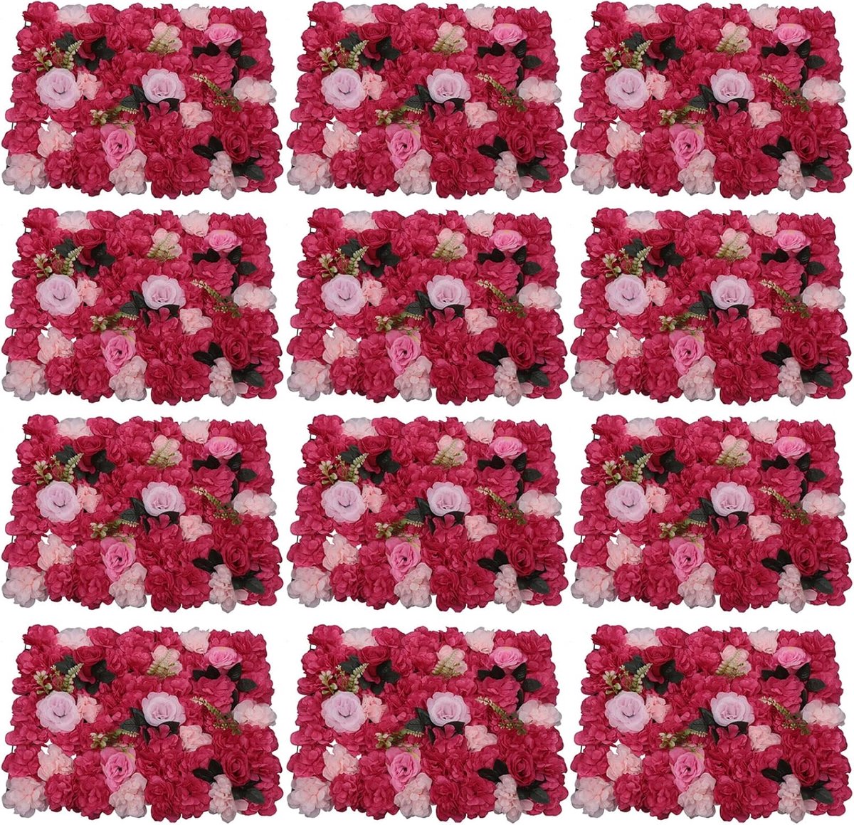 Kunstbloemen panelen - Bloemenwanden - Decoratie aanbrengen - Realistisch en duurzaam - 12 stuks 40x60cm - Roze