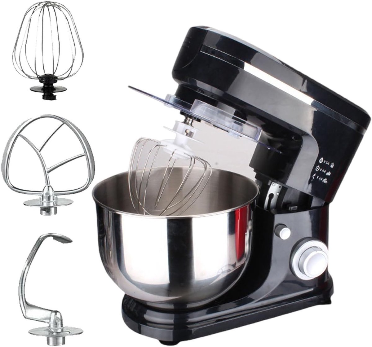 Keukenmachine Deegmixer Mixer Bakken Koken Kantelbare Kop 6 Liter Kom Zwart
