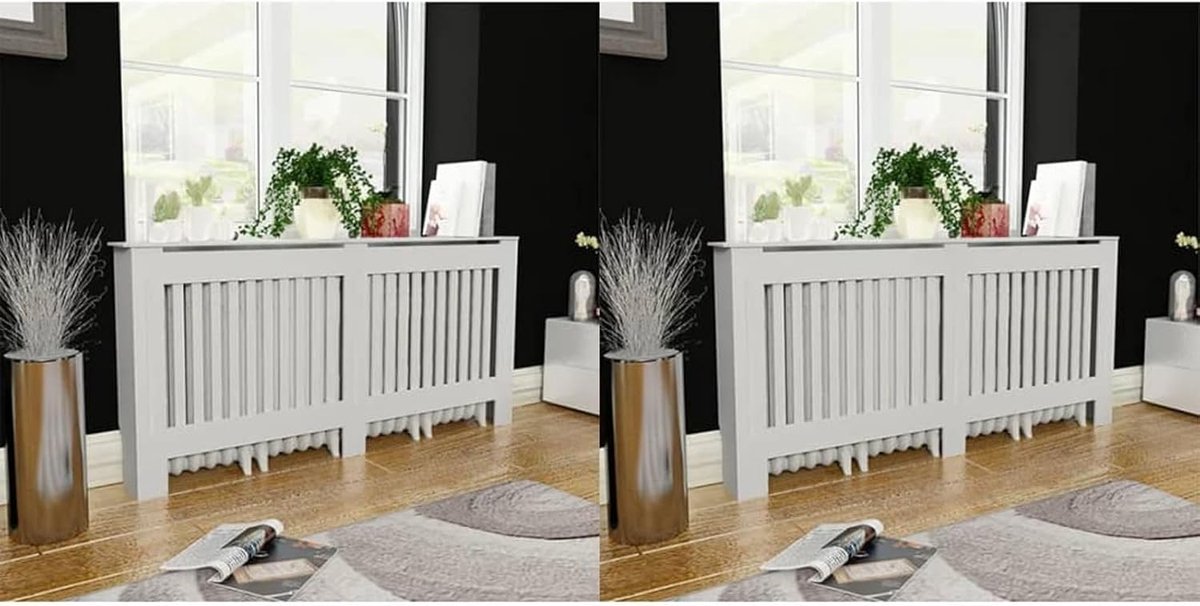 Radiatorafdekking Set - Verwarming Cover - Woonkamer Decoratie - Extra Legplank - 2 Stuks 172 cm - Wit