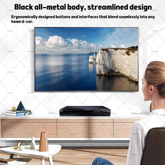 Regio Vrije DVD Speler - Blu-ray Speler Home Cinema Speler - Thuisentertainment Afspelen - 1080P High Definition - 280x200x38mm - Zwart — afbeelding 2