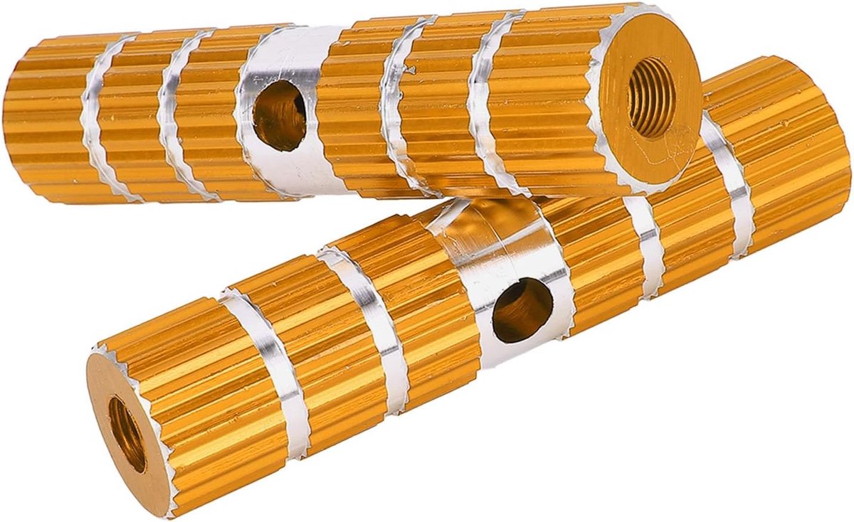 Fietsvoetsteunen - Fietspassagiersteunen Achteras - Comfortabel Fietsen - Antislip Gegroefd - 10 Cm Lengte - Goud