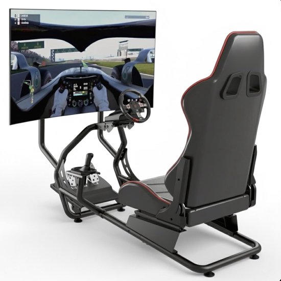 Racestoel cockpit simulator - Race simulator stoel - Realistisch racen - Volledig verstelbaar - 131 x 72 x 110 cm — afbeelding 2