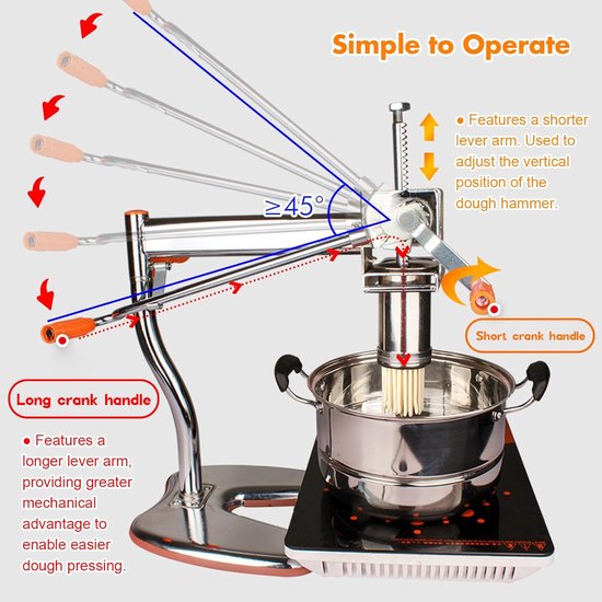 Pastamachine Handmatig - Noodle Maker - Zelf Pasta Maken - 8 Verschillende Mallen - 14.3 Pond - Zilver van Pastamachine — afbeelding 3