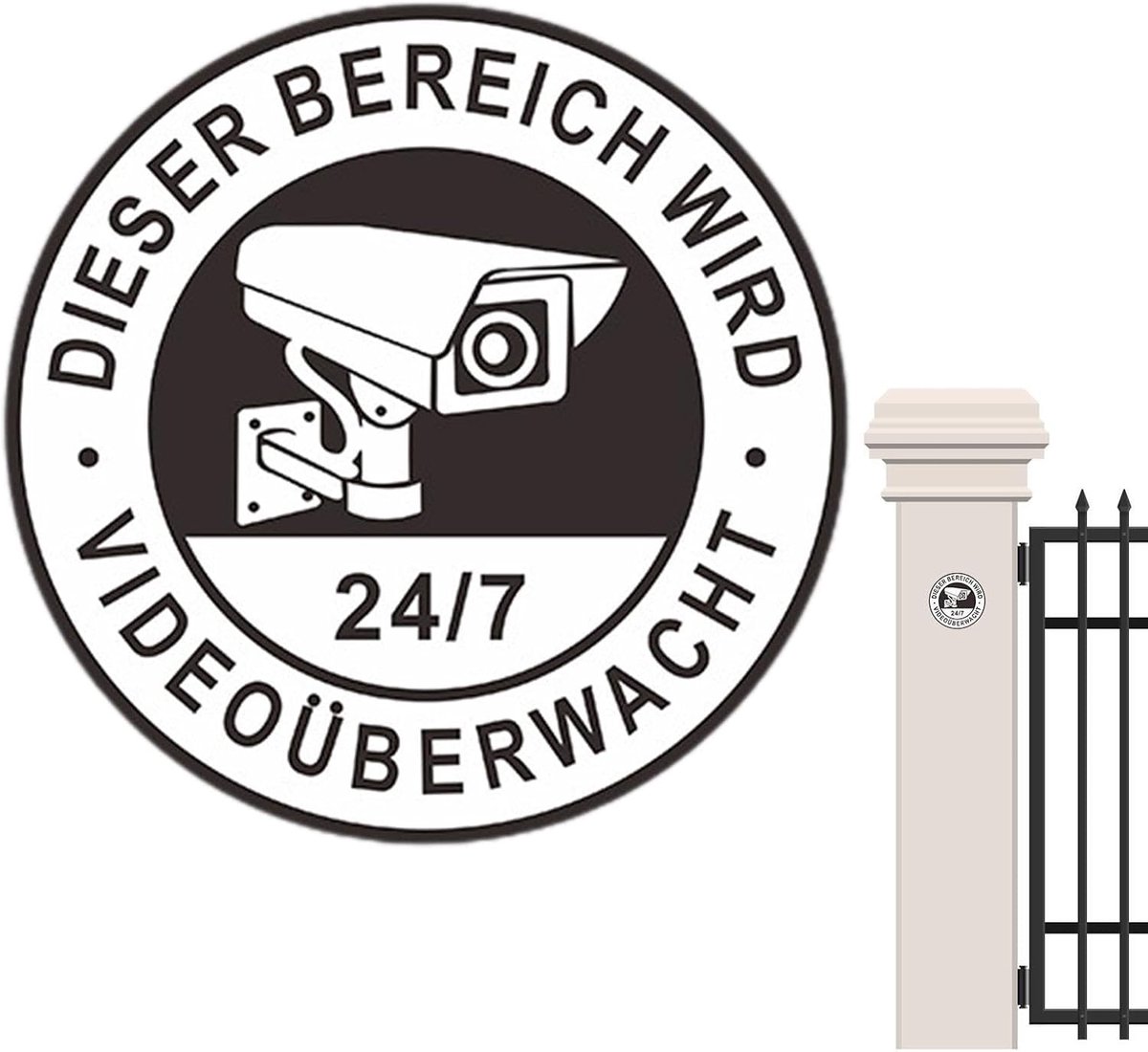 Veiligheidsborden - Camera waarschuwing - Gebied beveiligen - Zelfklevend PVC - 11 x 11 cm - Geel