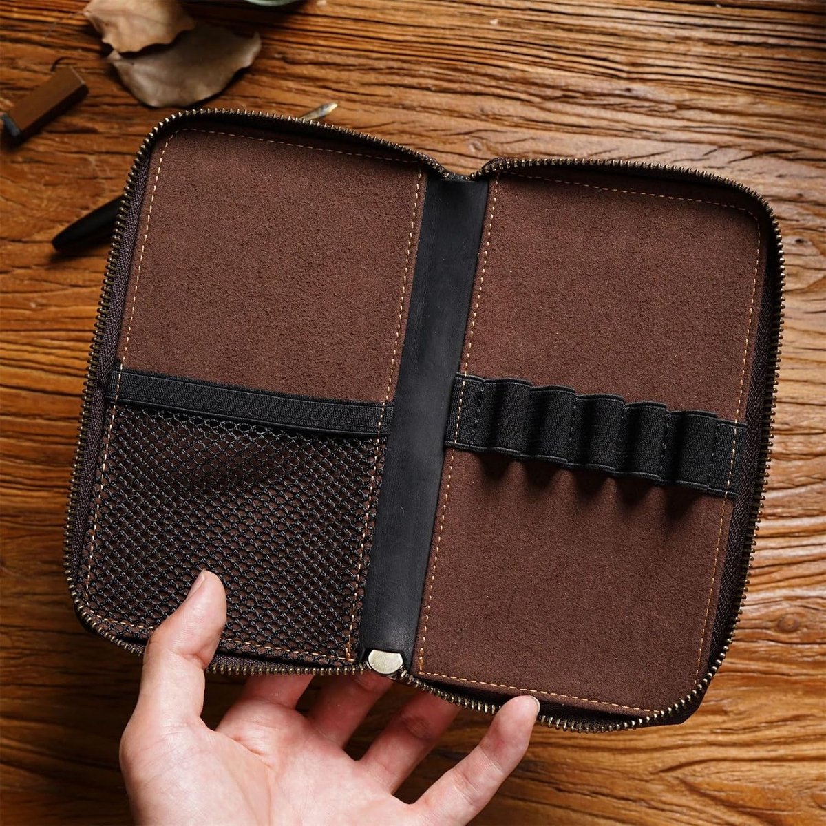 Leren Etui - Pennenzak Rits - Opbergen Schrijfgerei - Veelzijdig Gebruik - 18x105x25cm - Multicolor