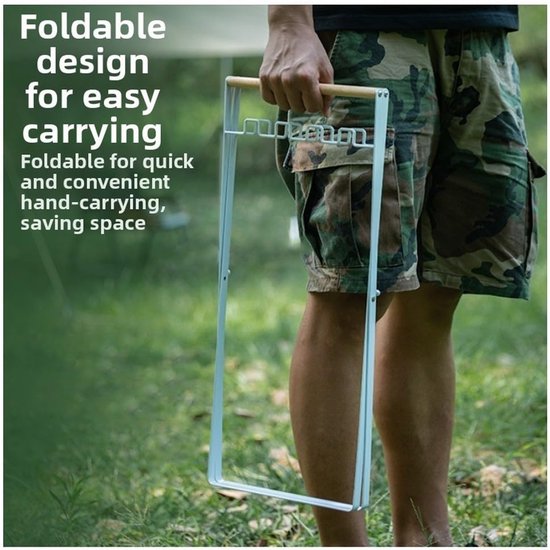 Camping Vuilniszakhouder - Afvalstandaard Prullenbak - Afval Scheiden - Opvouwbaar Verstelbaar - 55 x 25 x 5 cm - Wit — afbeelding 4