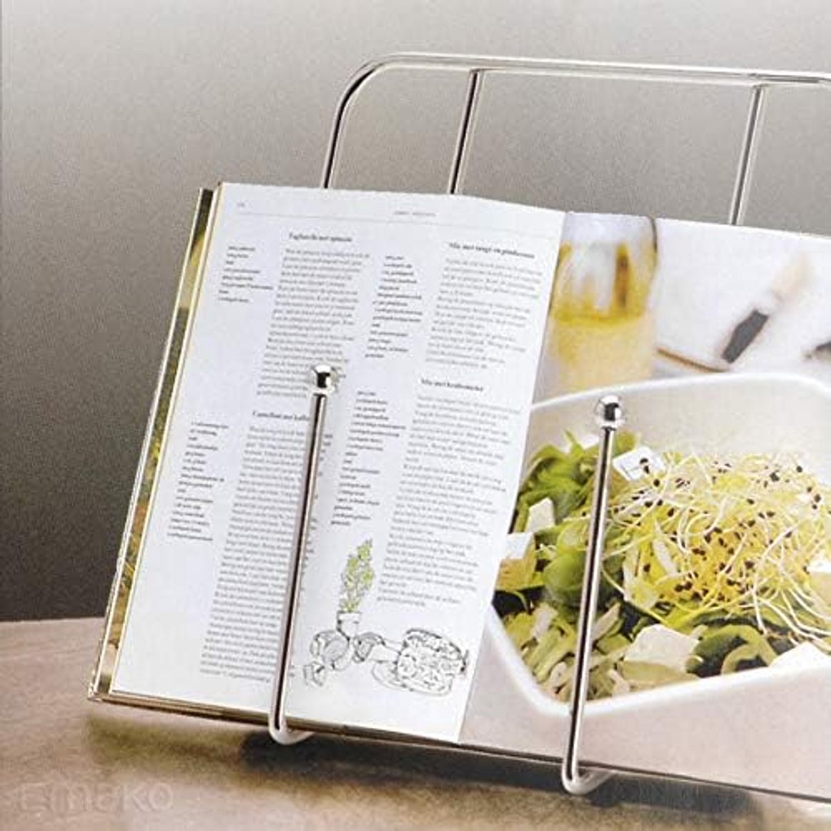 Kookboekstandaard – Verchroomd Metaal – 25 x 23 x 10 cm – Receptenhouder – Boekenstandaard voor Kookboeken