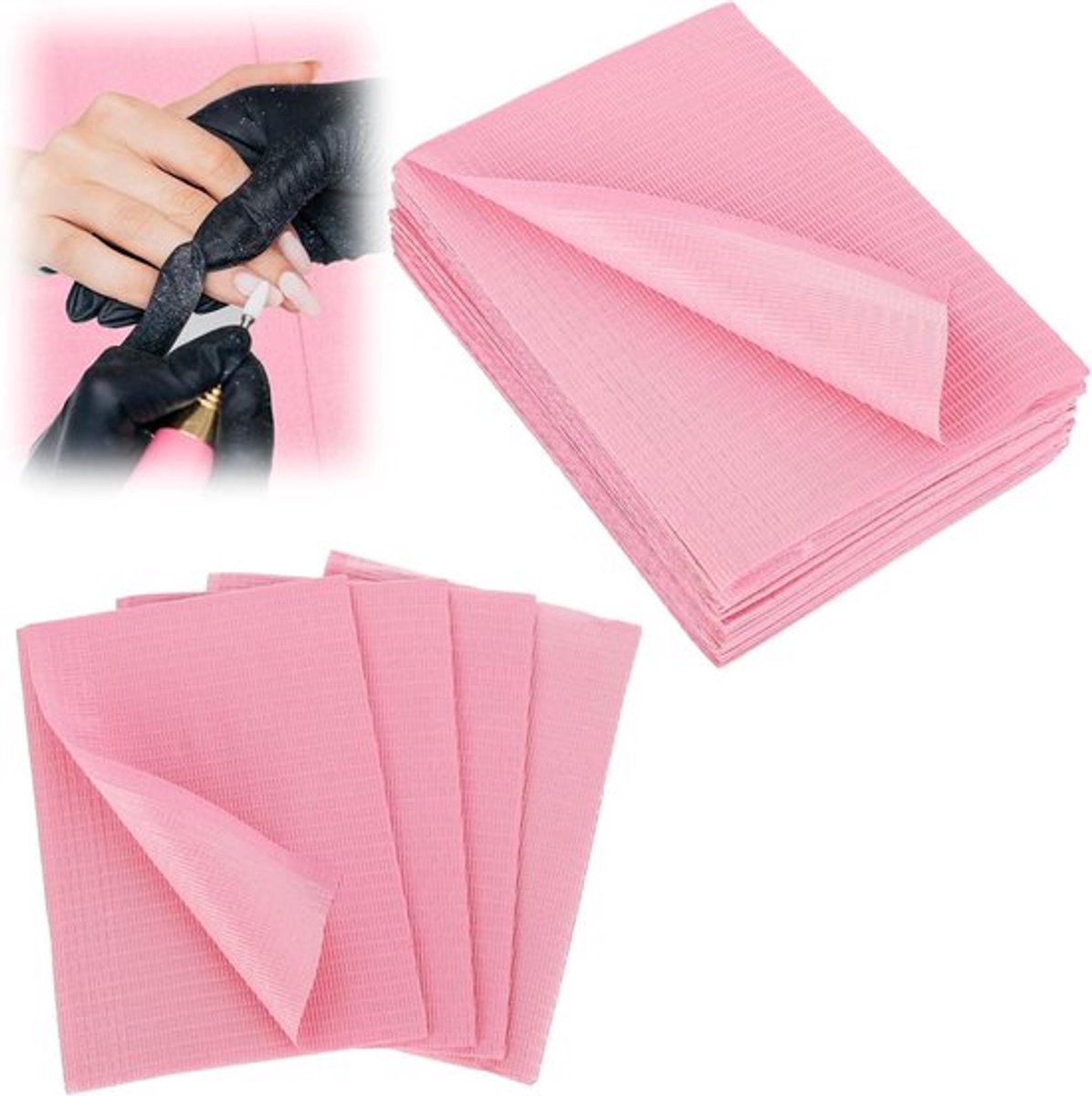 Allecto Plus - Set van 20 Roze Wegwerp Nagelmatten voor Manicure en Tattoo