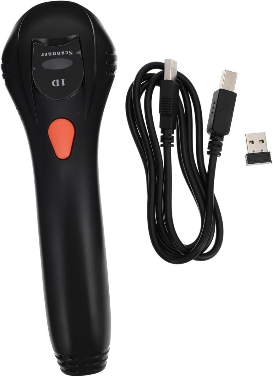 Barcode Scanner - QR Code Lezer - Goederen Scannen - Draadloze USB Verbinding - 8.25 x 2.67 inch - Zwart