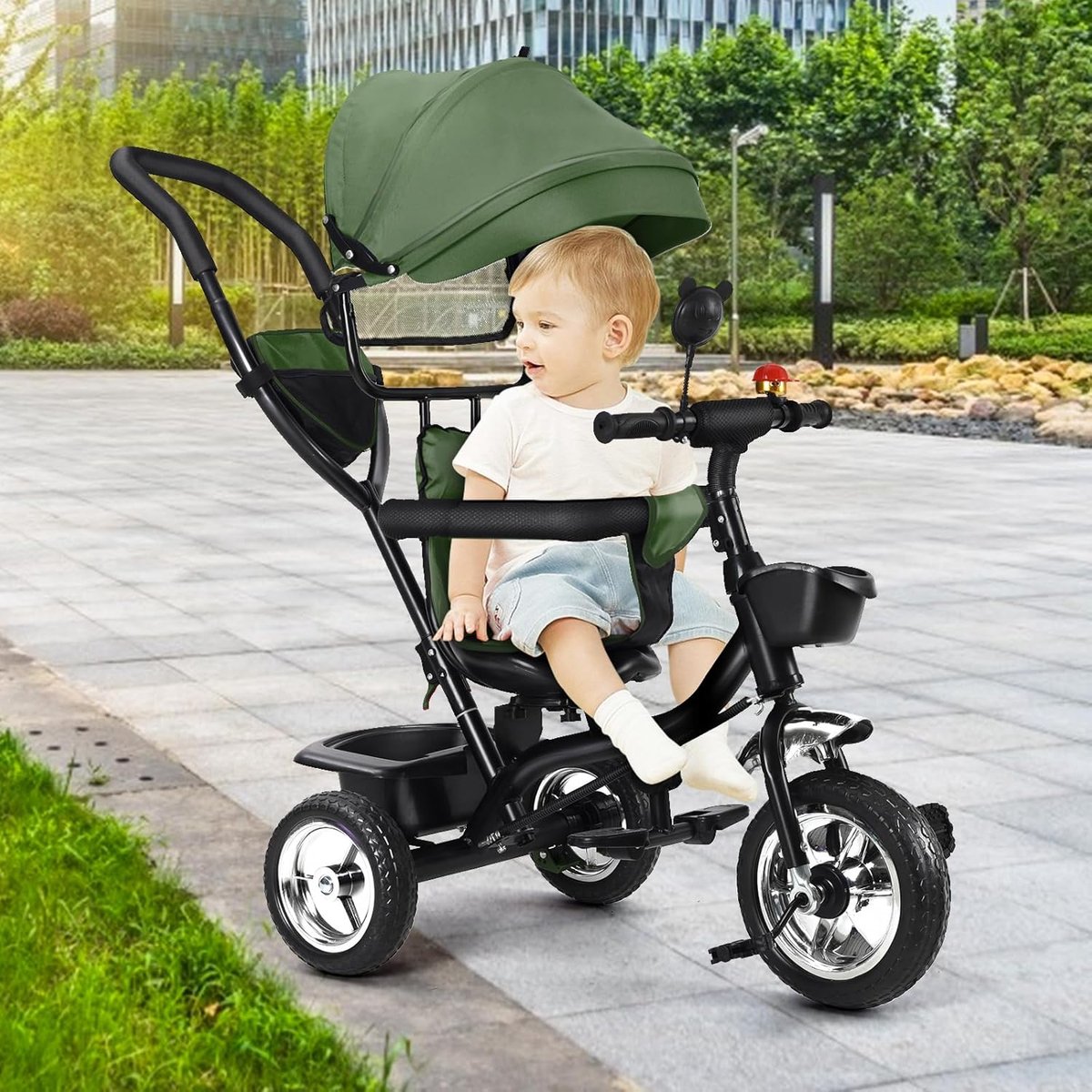 Baby Driewieler - Kinderfiets - Spelen Buiten - 4-in-1 Multifunctioneel - 0-6 Jaar - Groen