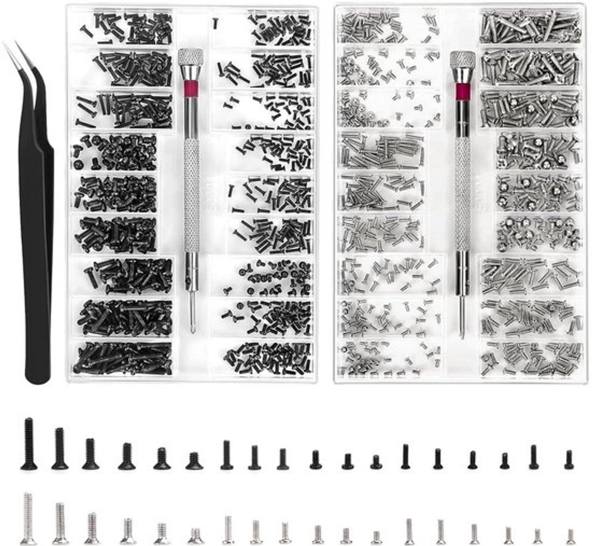 Micro screw kit voor brillereparaties - 1000 stuks