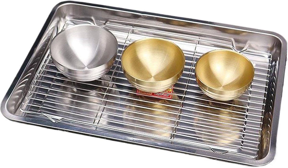 Bakplaat met rooster Metalen bakgerei Oven koken Gelijkmatige warmteverdeling 27x20cm Zilver