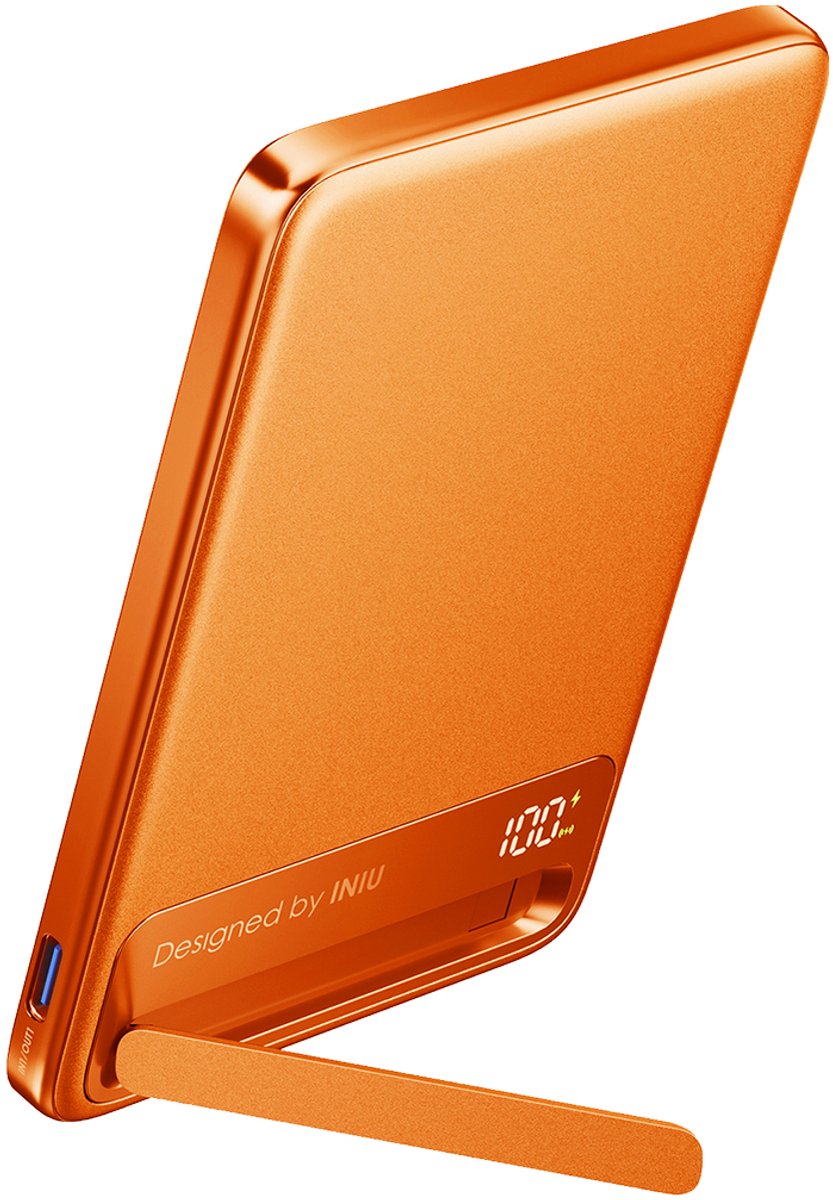 Iniu, Powerbank 10.000 mAh - Geschikt voor MagSafe - Qi2.2 25W - Met Kabel, Oranje