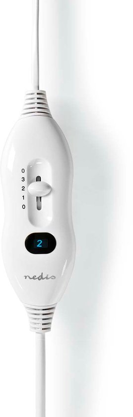 Wit Nedis bedieningselement met schuifregelaar en digitaal display ingesteld op 2.