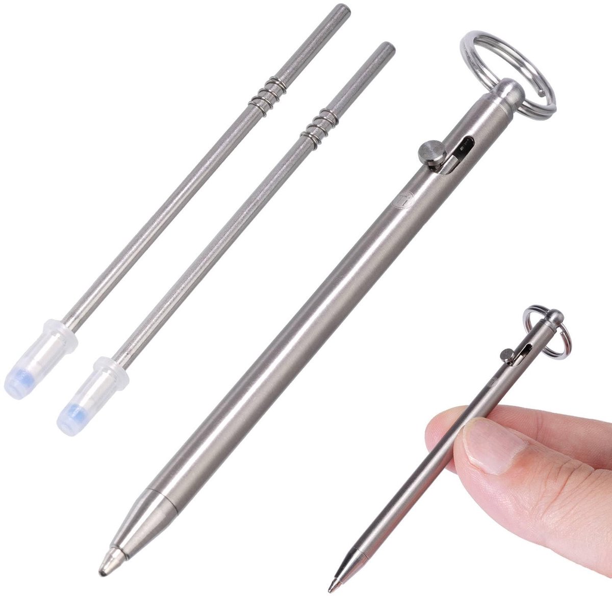 Elzusha - TKP1 Mini Titanium Pen - Bolt Action Pen met Sleutelhanger