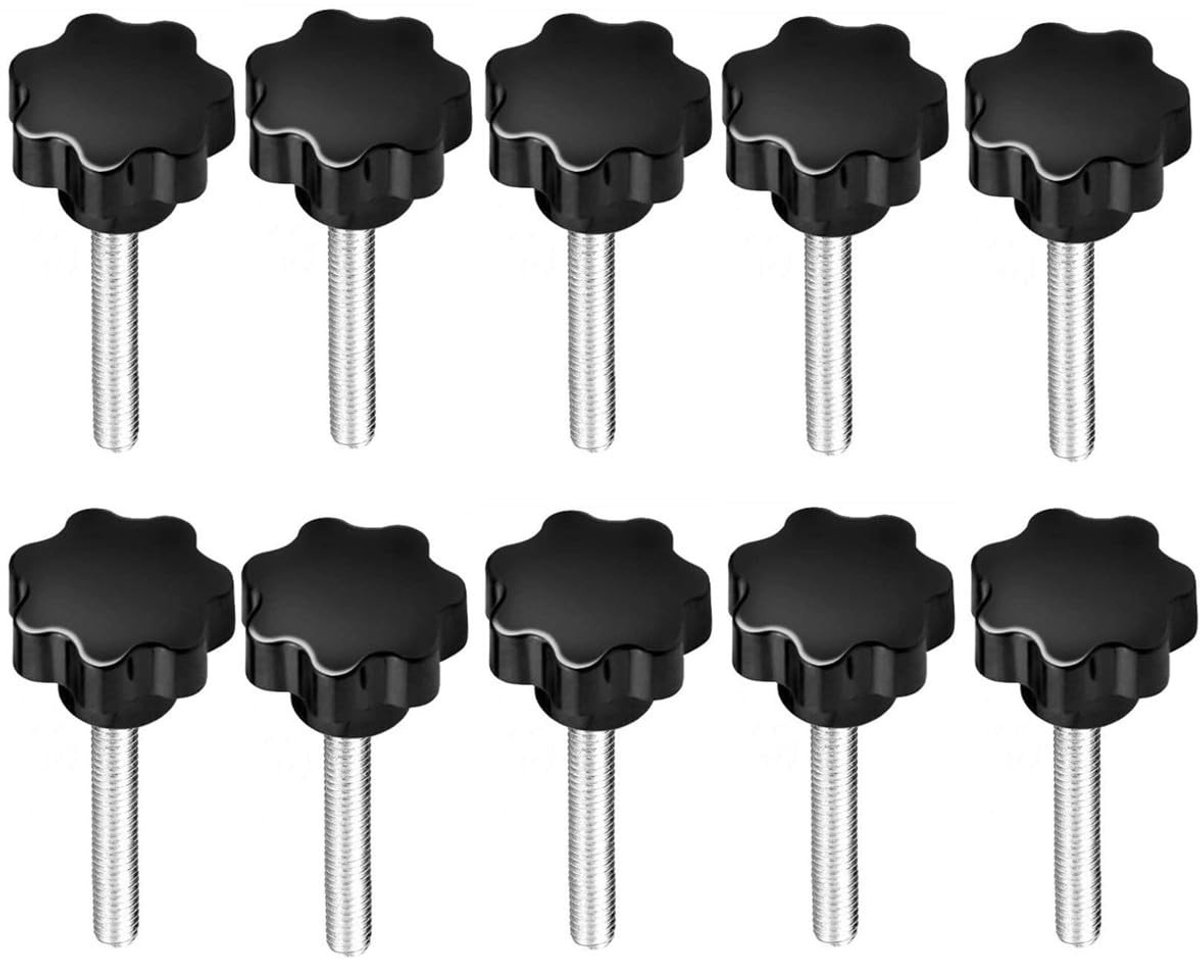 Elzusha - Set van 10 M8x40mm Zwarte Star Handle Schroeven voor Machine Tools