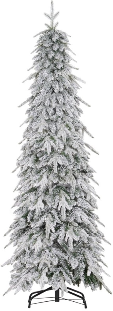 COVREO Kunstkerstboom 180 cm groen - metaal - 600 takken met kunstsneeuw - auto-openingsdesign - slank model
