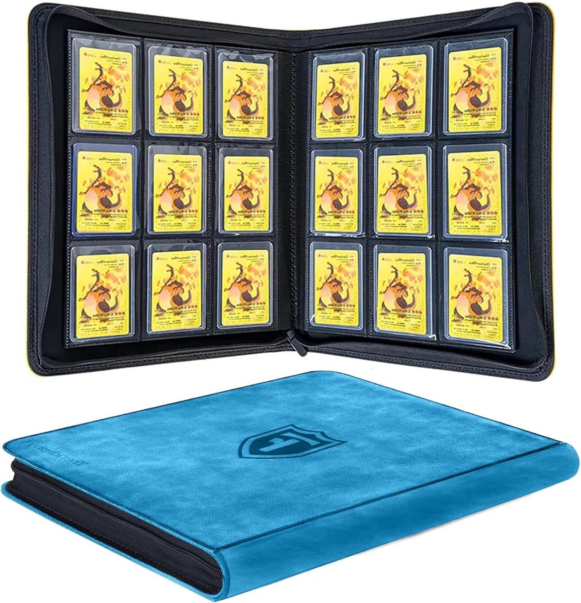 Kaarten Binder - Verzamelmap - Kaarten Opbergen - 9 Vakken - 288 Toploaders - Aqua Blauw