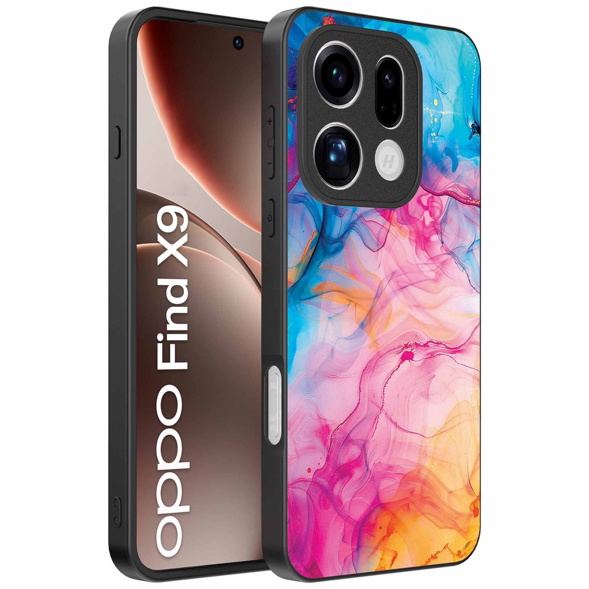 Geschikt voor Oppo Find X9 Telefoonhoesje met Regenboog Acryl Marmer Opdruk - TPU Backcover Case Rainbow Acrylic Marble Design - Smartphonica geschikt voor Oppo Find X9